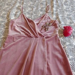 Guess pale pink crushed velvet dress